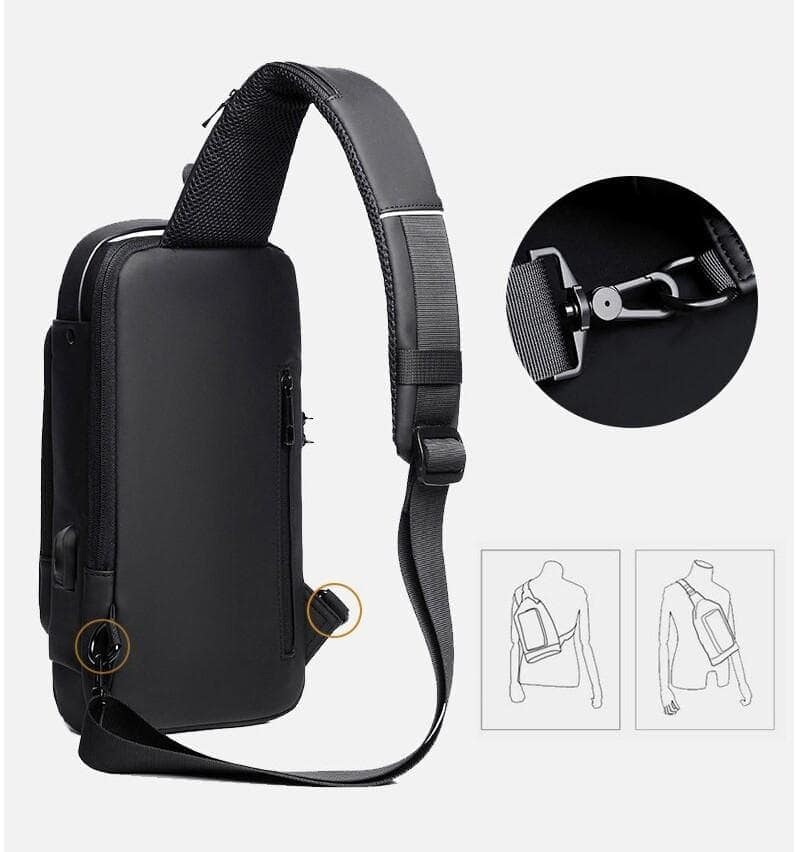 Stöldskyddad och Vattentålig Axelremsväska med USB-laddning-VaruZ-Hemnix