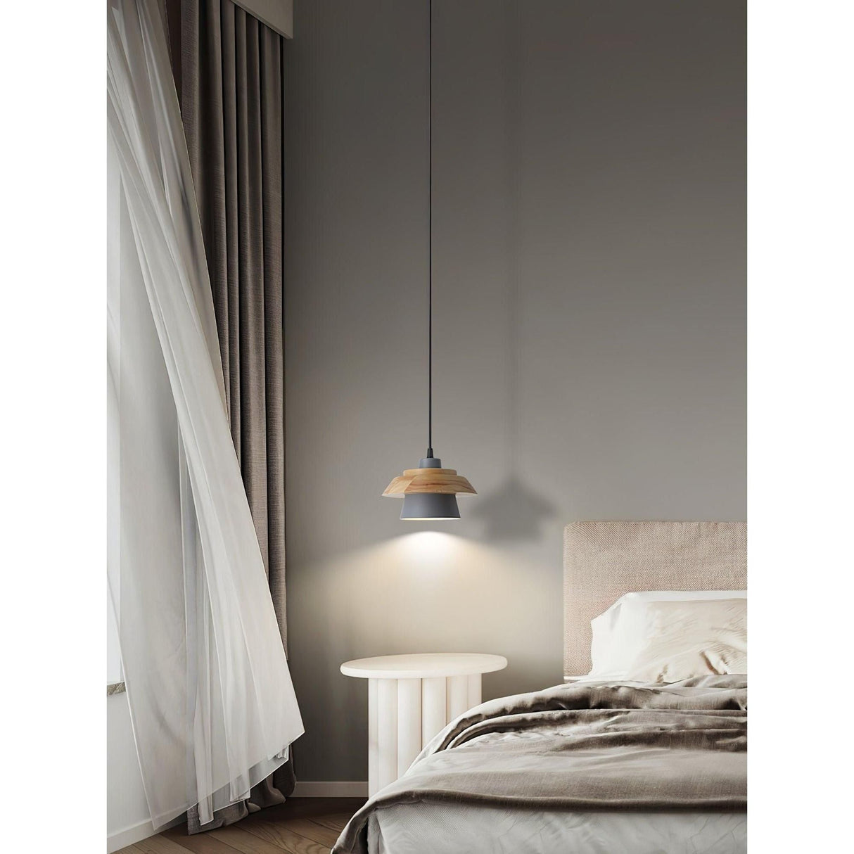 NordicMacaron Light - Modern Nordisk Trä Macaron Hängande Taklampa Carvallo