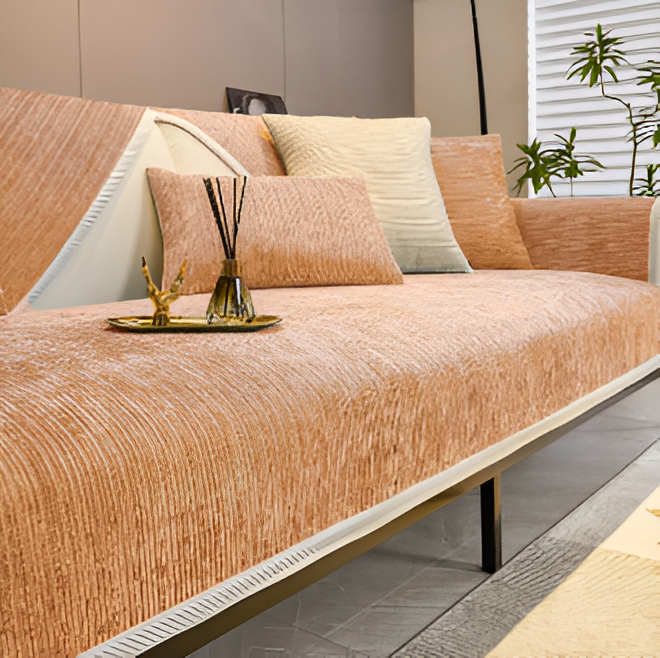 Randig Chenille Sofföverdrag – Elegant skydd & husdjursvänlig Carvallo