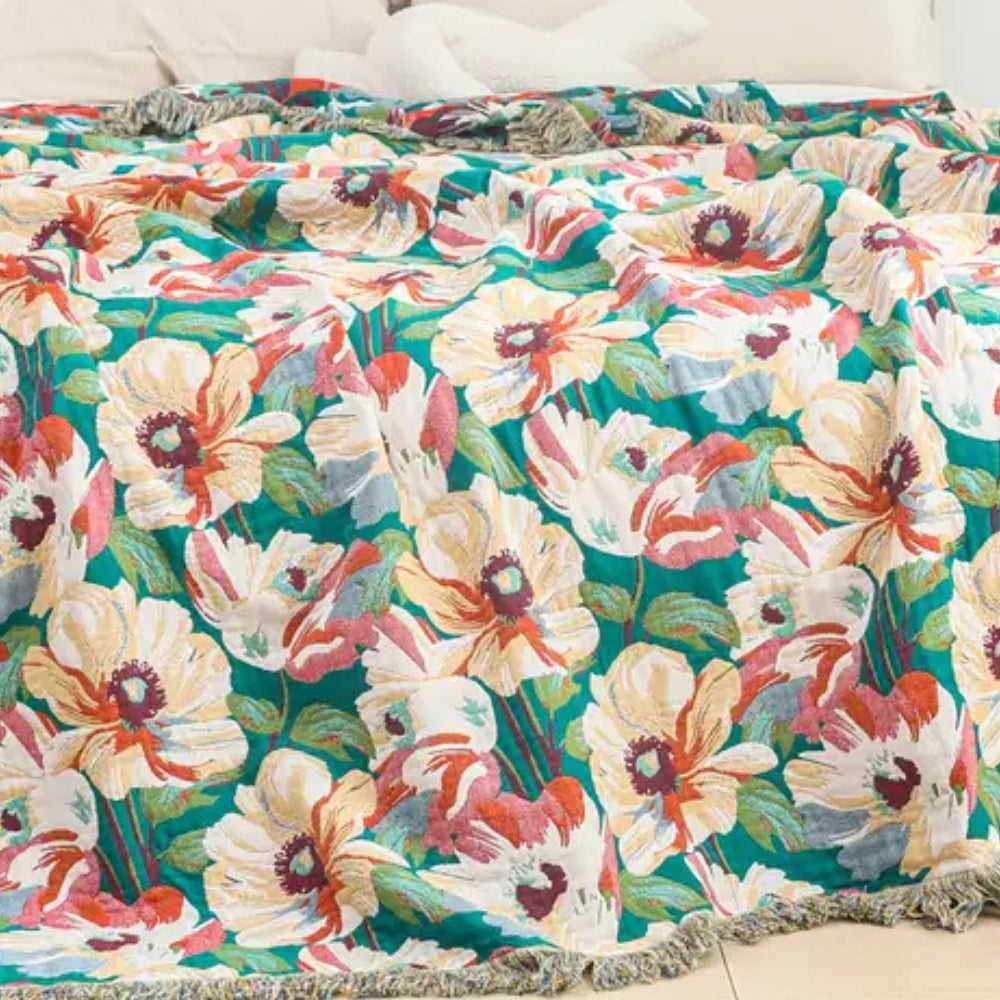 Solbelyst Blomsterpäls Bomullsfilt Carvallo