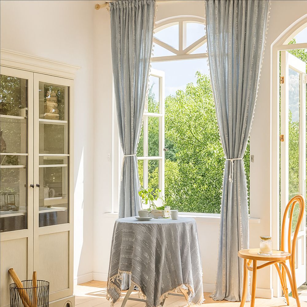 Solbelysta Ränder Transparenta Fransade Gardin Carvallo