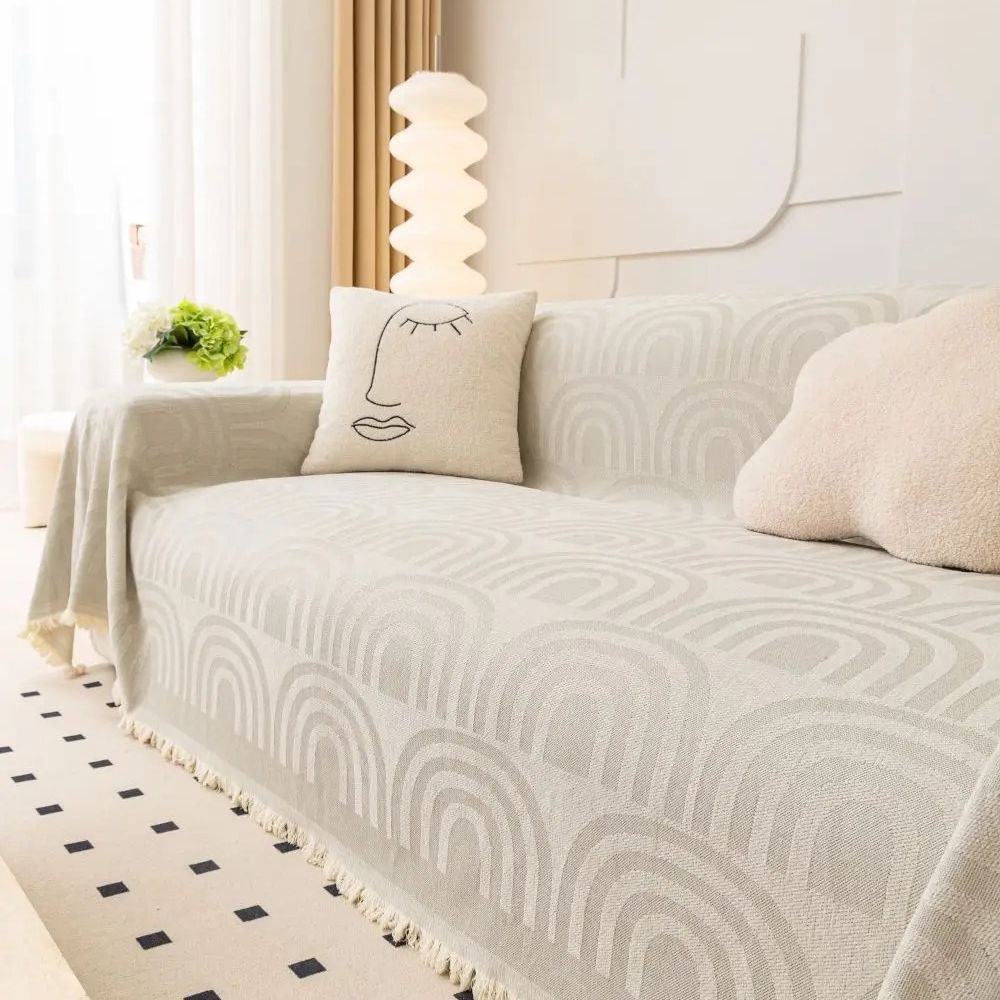 Symmetrisk Halv-Båge Chenille Sofföverkast Carvallo