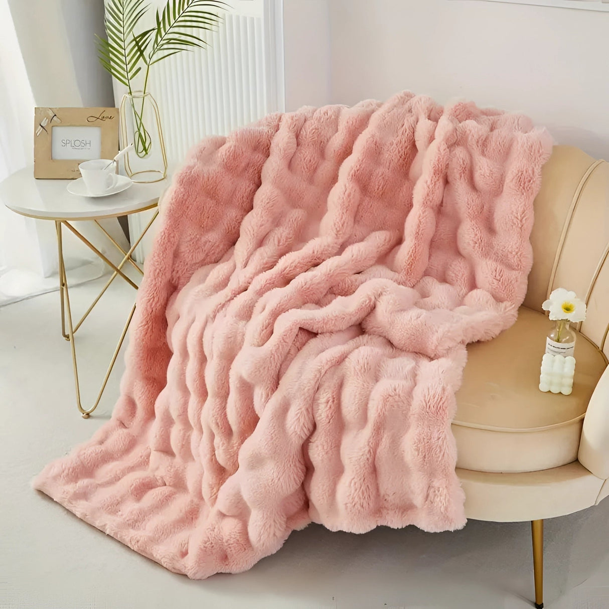 Faux Fur Chunky Knit Duvet Cover Throw Carvallo