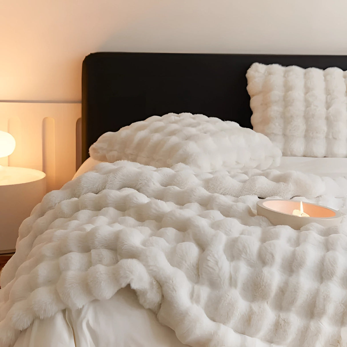 Faux Fur Chunky Knit Duvet Cover Throw Carvallo