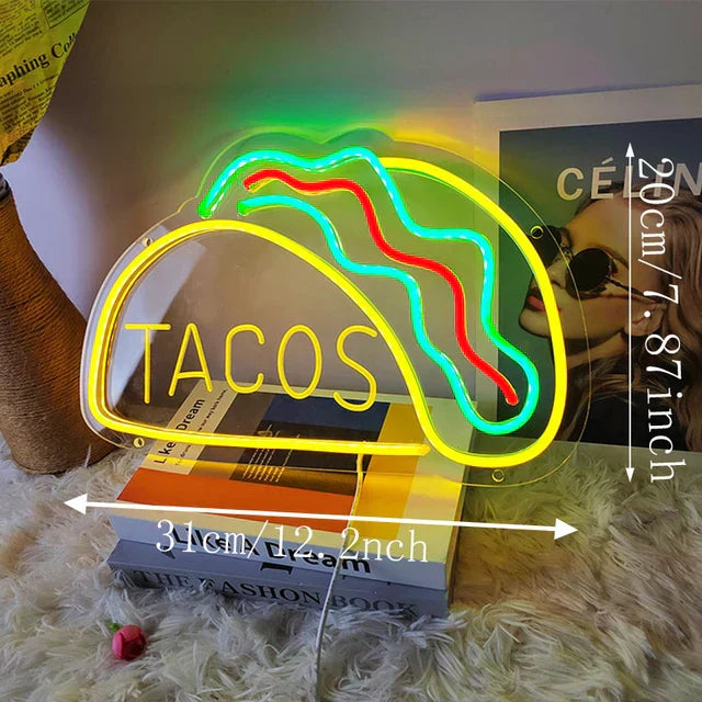 NeonTaco – LED Neonbord med Tacos Design | Stämningsfull Belysning Carvallo
