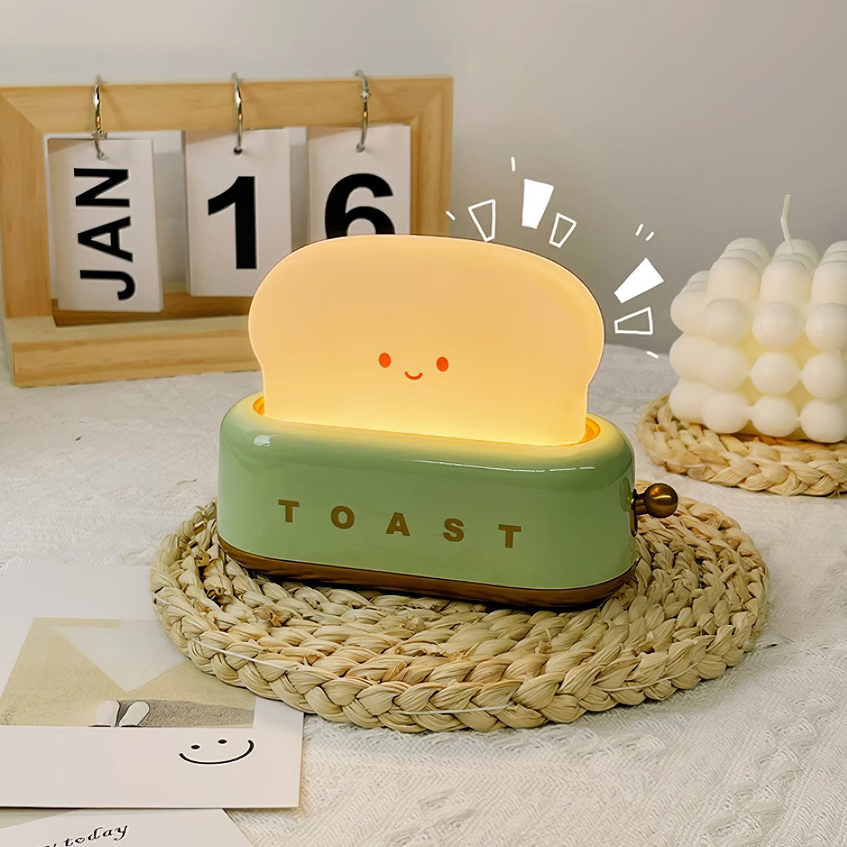 GlowToast Lampa – Bärbar Bröd-Toast Cartoon LED Nattlampa Carvallo