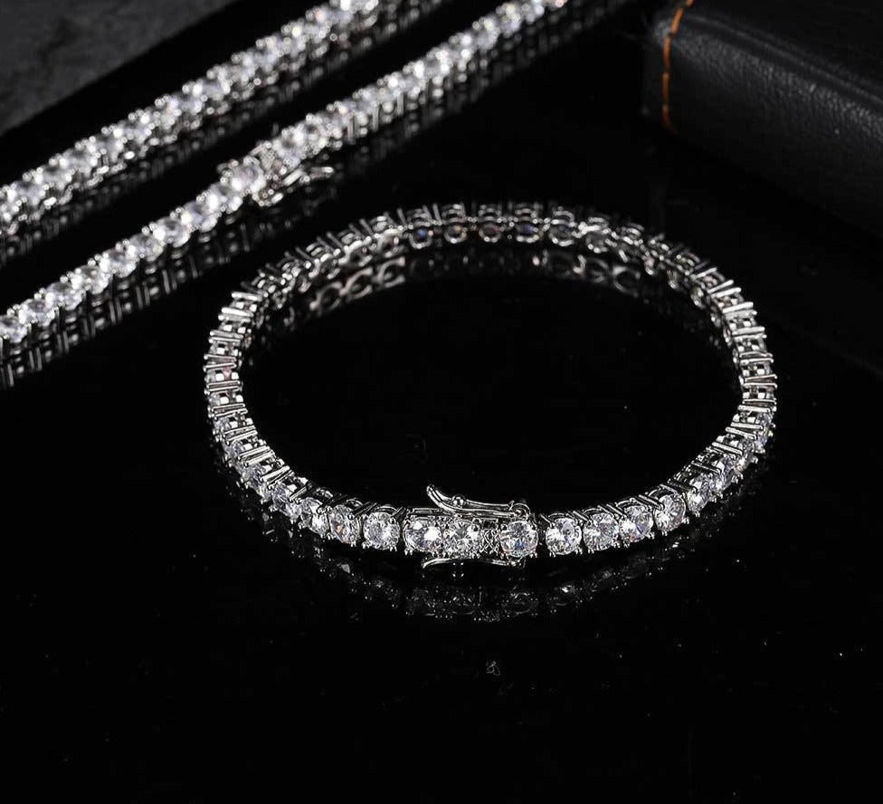 Unisex Cubic Zircon Armband-Jewelry-Hemnix-Silver-3mm-7 inches (17.78cm)-Hemnix