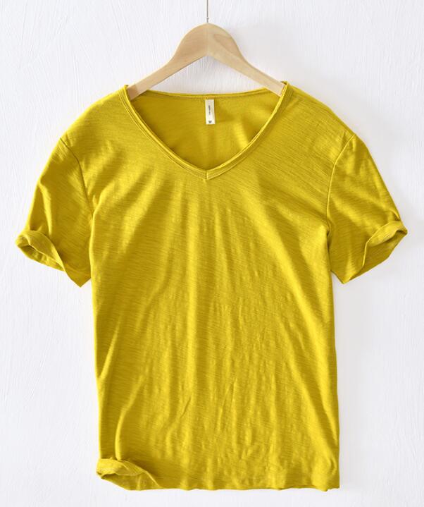 Skjorta med V-ringning i bomullslinne för män Bellasverige