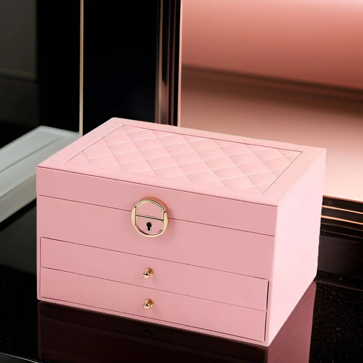 Lyxig flerlagers smyckeslåda – Stilren och hållbar organiserare Carvallo