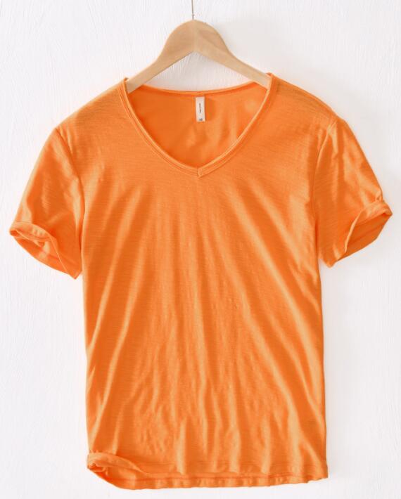 Skjorta med V-ringning i bomullslinne för män Bellasverige