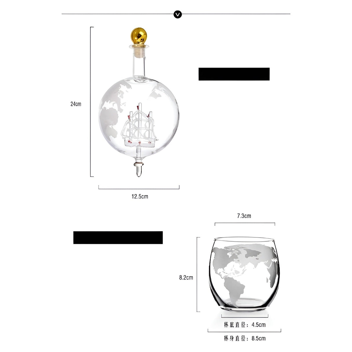 Kristall-Whiskykaraff med glas – Världskuladesign | Dekorativ för kontor & hem Carvallo