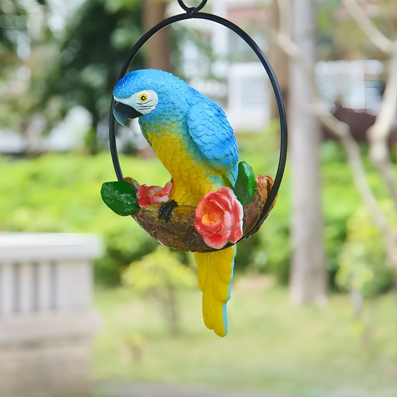 ParrotWhisper Decor - Dekorativ papegoja trädstaty för hängande Carvallo
