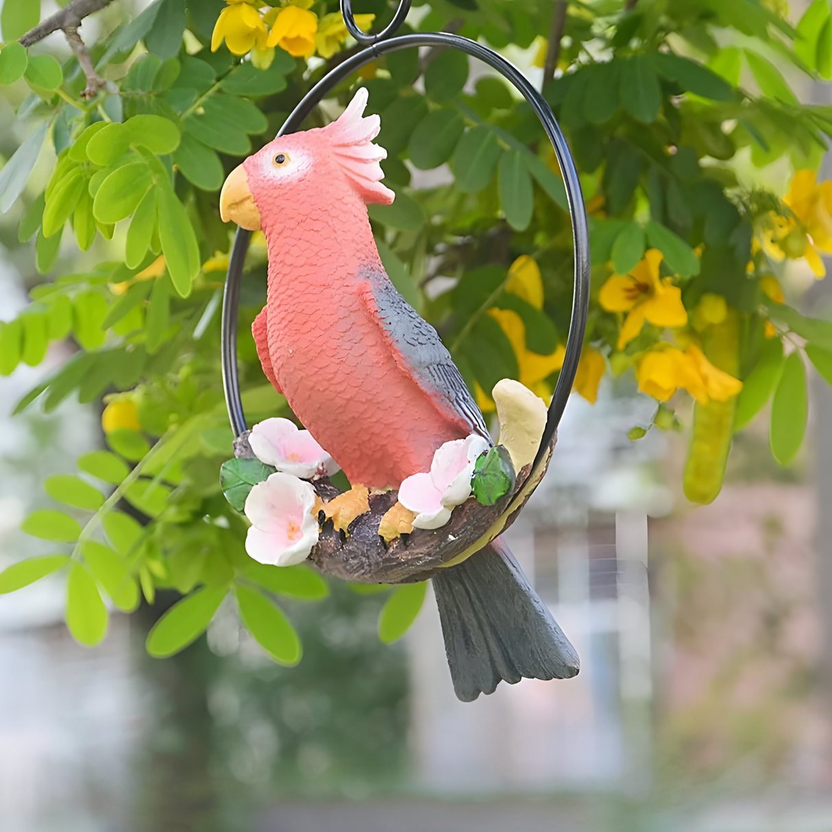 ParrotWhisper Decor - Dekorativ papegoja trädstaty för hängande Carvallo