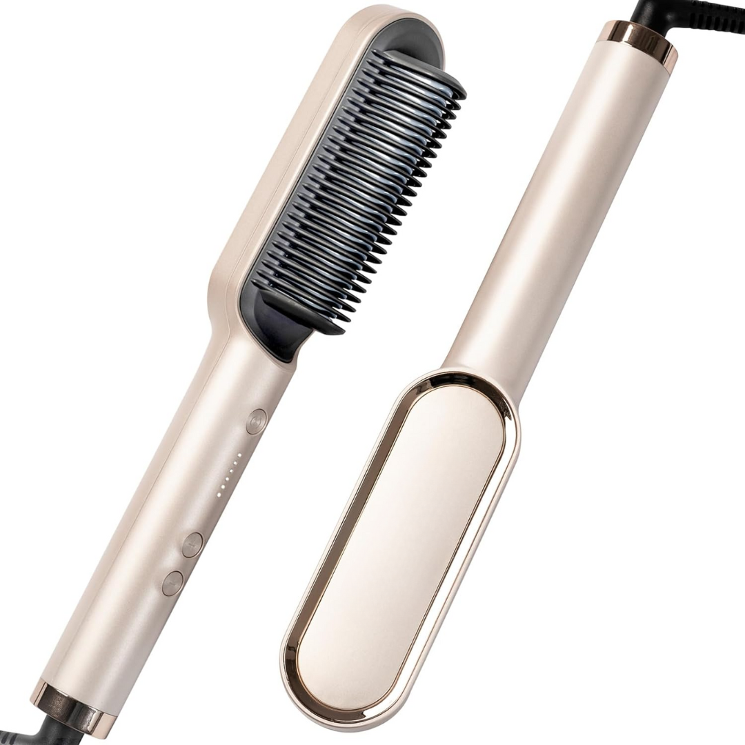 Carvallo Hårutjämningsborste Elektrisk | 5 Värmelägen | Redo på 20 Sek. | Anti-Frizz & Resesäker Carvallo