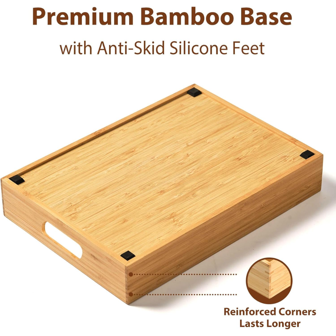 Carvallo Bambus Lock Organizer Kök | Justerbara fack | Hållbar & Platsbesparande | Bambus 30x28x9 cm Carvallo