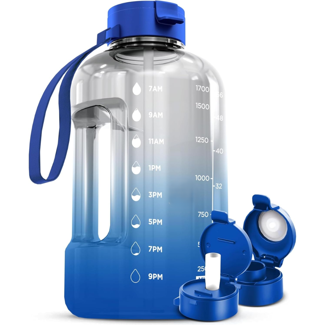 Carvallo Vattenflaska 2L | Med tidsmarkeringar & sugrör | BPA-fri & läckagesäker | För sport & vardag Carvallo