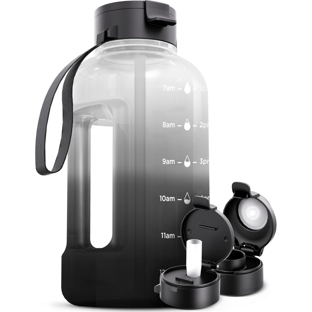 Carvallo Vattenflaska 2L | Med tidsmarkeringar & sugrör | BPA-fri & läckagesäker | För sport & vardag Carvallo