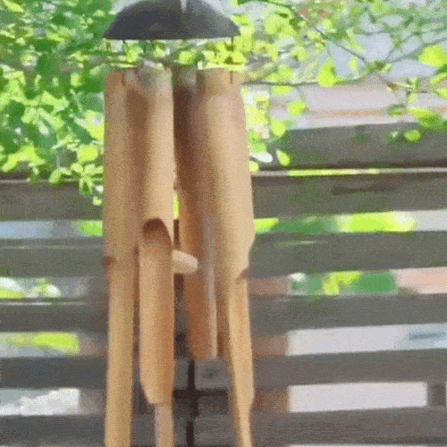 LuxRoyale Bambus Vindspel - Naturlig Kokosnötskal, Fem Rör Hantverk Trädgårdsdekoration Carvallo