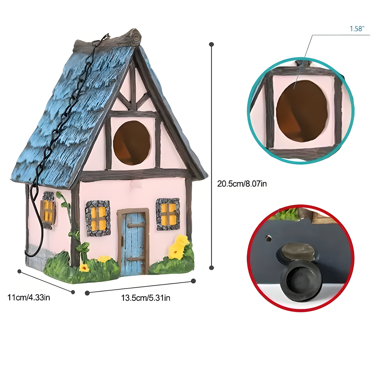 NestHaven Bo Nest - Rustik Trädgårds Hängande Fågelhus Carvallo