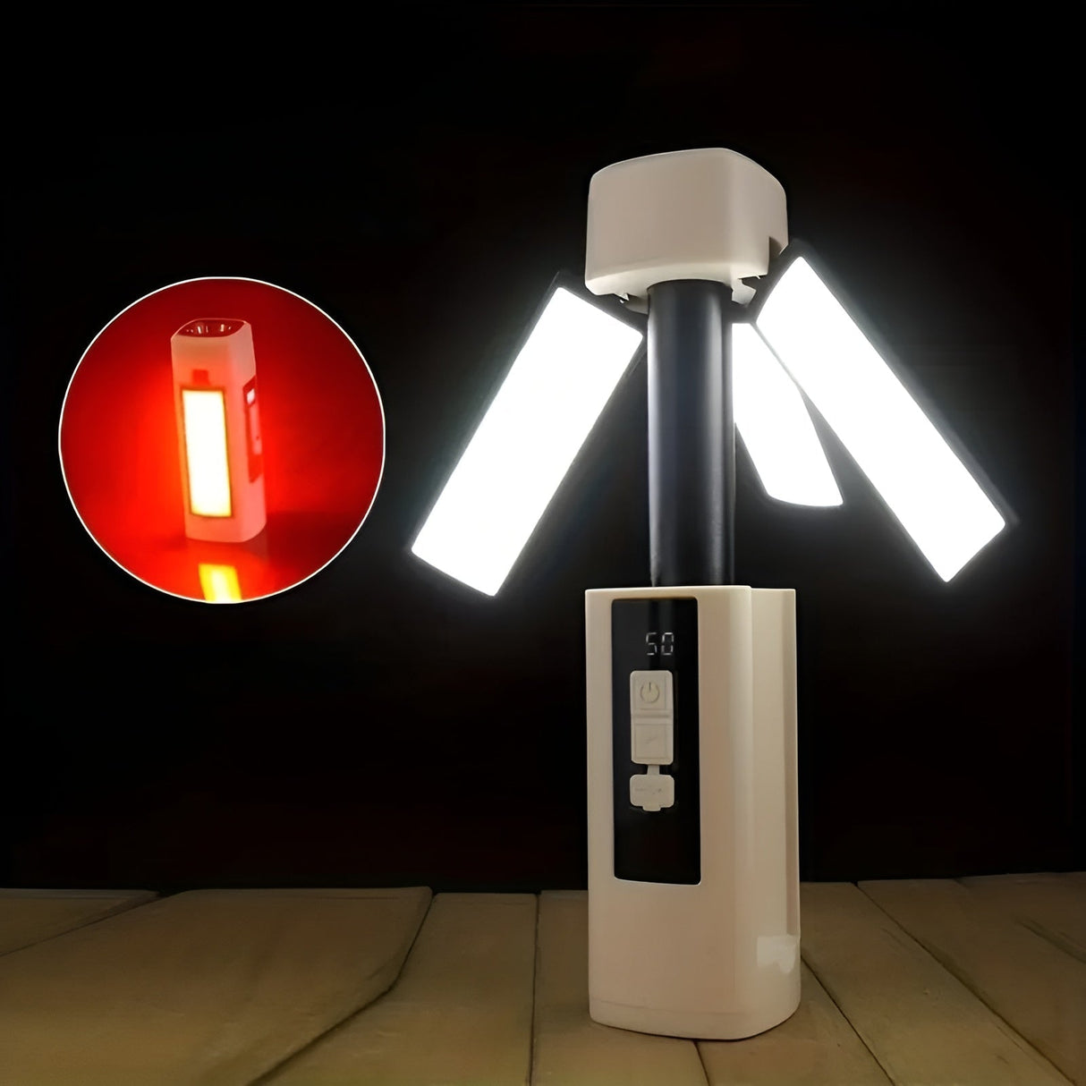 Carvallo Campinglampa LED | USB-laddning & 360° rotation | Fällbar & Vattentålig | Uppladdningsbar | Kompakt Carvallo