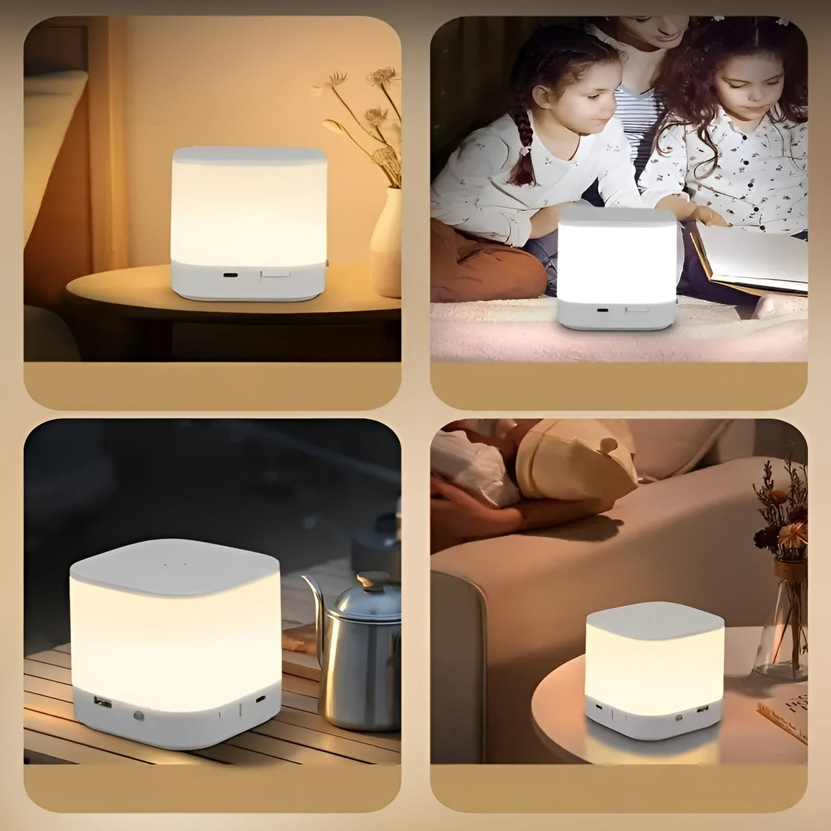 LED-bordlampa med touch-dimmer – Justerbar ljusstyrka och färgtemperatur | USB-laddning, timer, ideal för sovrummet Carvallo