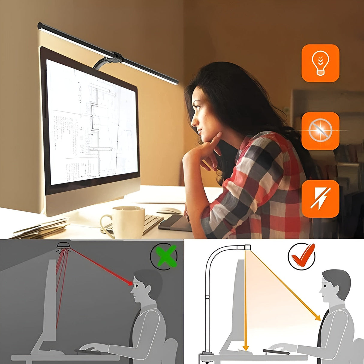 LED-skrivbordslampa med dubbel ljuskälla – Modern och stilren för kontoret Carvallo
