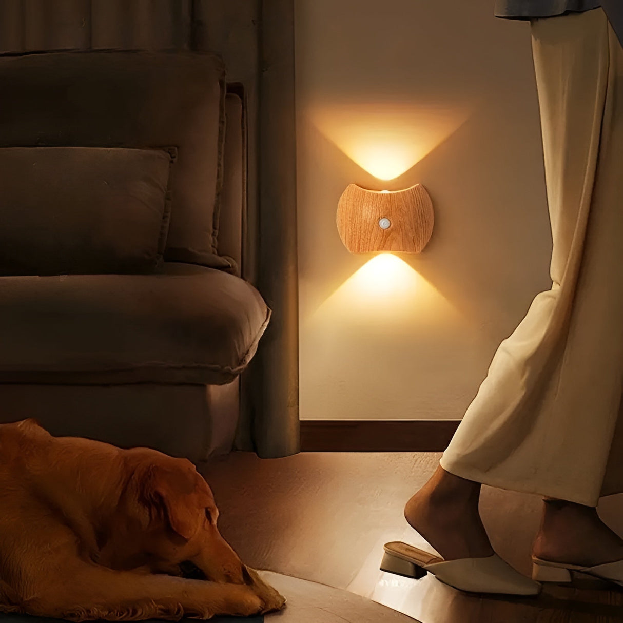 LED-vägglampa med rörelsesensor – uppladdningsbar & smart | Ideal för sovrum & hall Carvallo