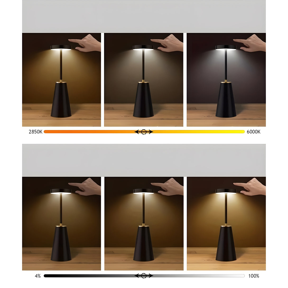 Carvallo Trådlös LED Bordslampa | Touch-Dimning & USB-Drift | Modernt Design | Svart eller Vit Carvallo