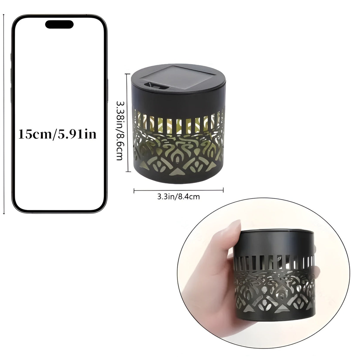 Carvallo Solar Vägglampa | Varmvit LED-ljussättning | IP65 Väderbeständig | Modernt Cut-Out-Design Carvallo