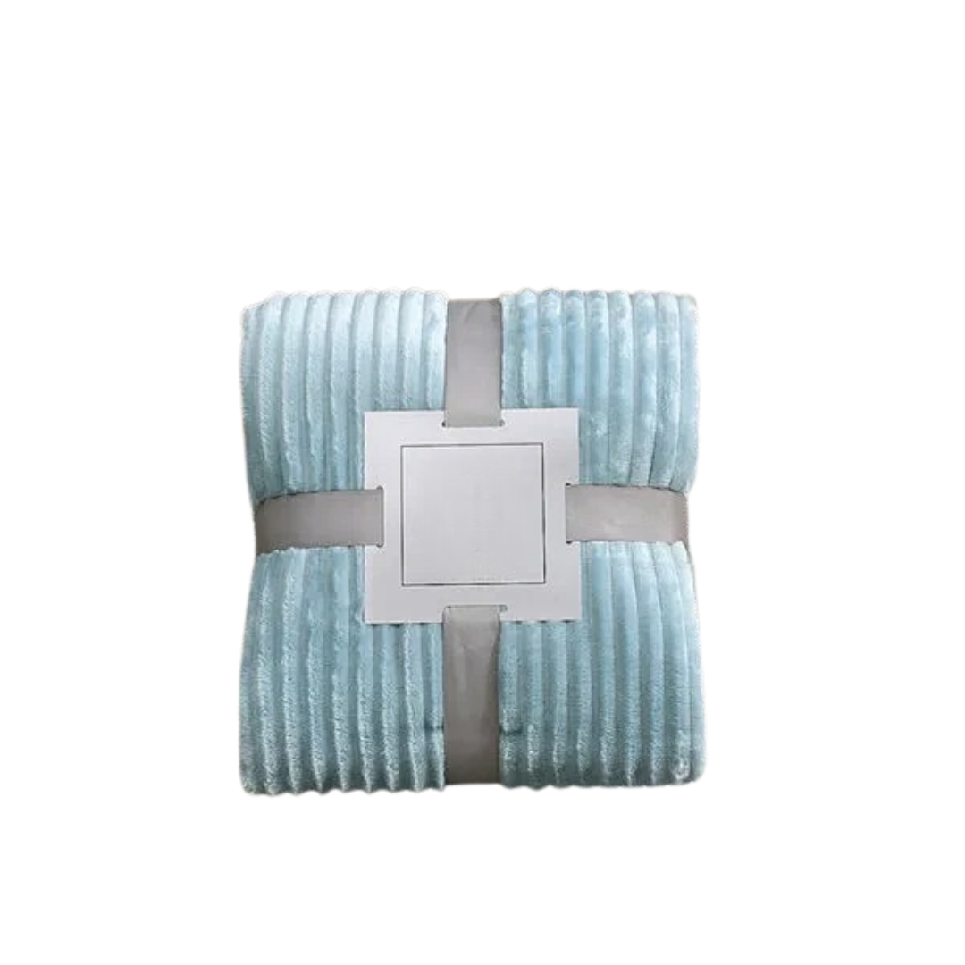 Randig Flanellfilt-Hemnix-Ljusblå-120x200cm-Hemnix