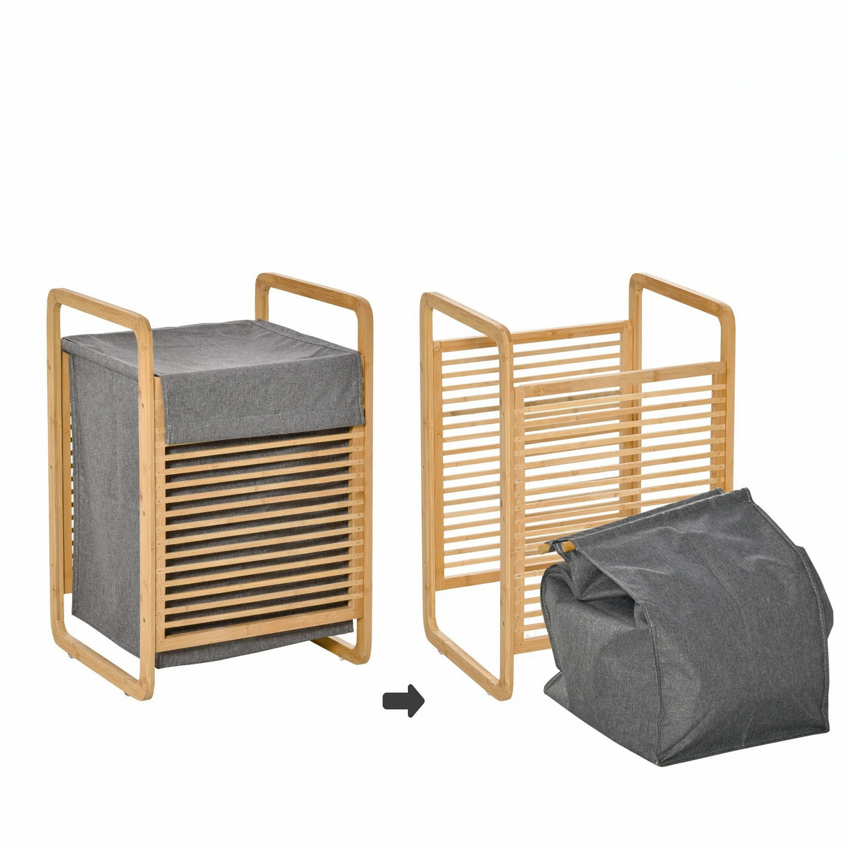 PureWeave Korg – Bärbar Tvättkorg Tillverkad av Bambu med Lock Carvallo