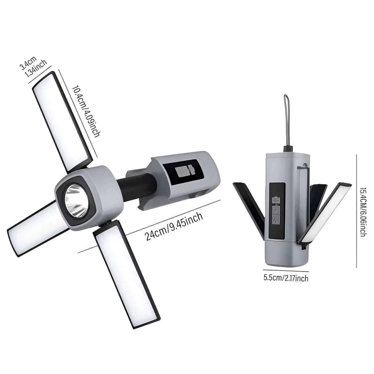 Carvallo Campinglampa LED | USB-laddning & 360° rotation | Fällbar & Vattentålig | Uppladdningsbar | Kompakt Carvallo