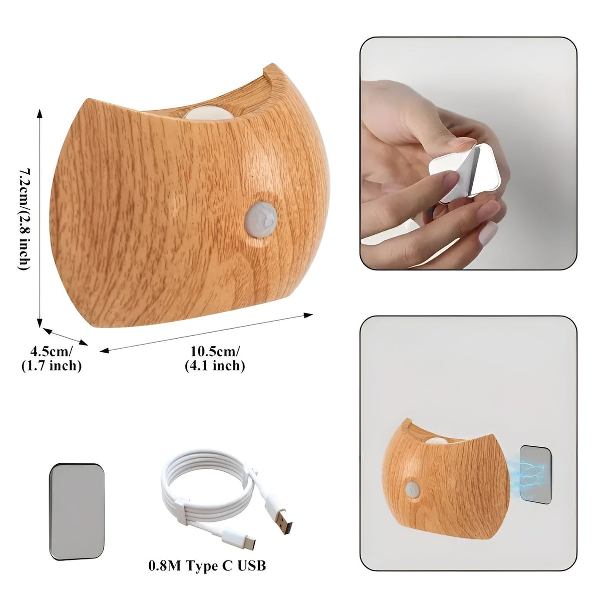 LED-vägglampa med rörelsesensor – uppladdningsbar & smart | Ideal för sovrum & hall Carvallo