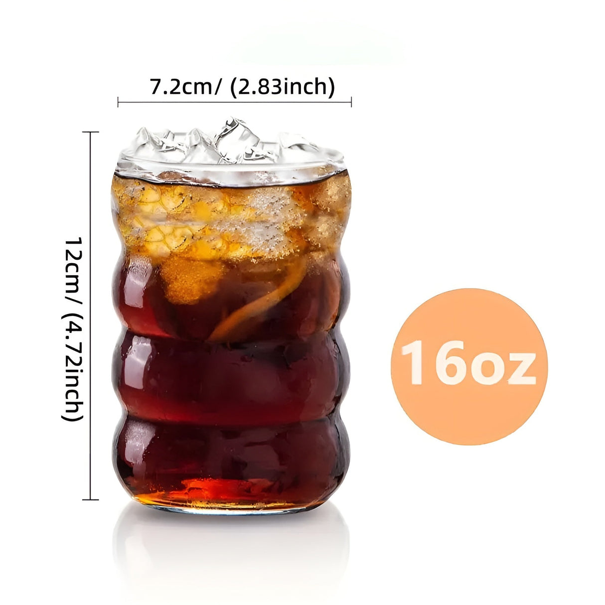 Ribbad glas med sugrör – 2 st Vågform, 450ml | Stiligt dricksglas för iskaffe, matcha & juice Carvallo