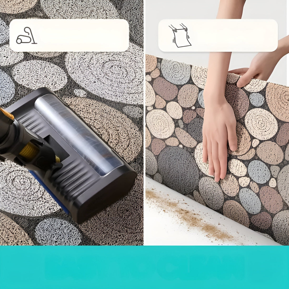 Dörrmatta med trä- och grusmönster – Halkfri & Lättskött | För inomhus- och utomhusbruk Carvallo