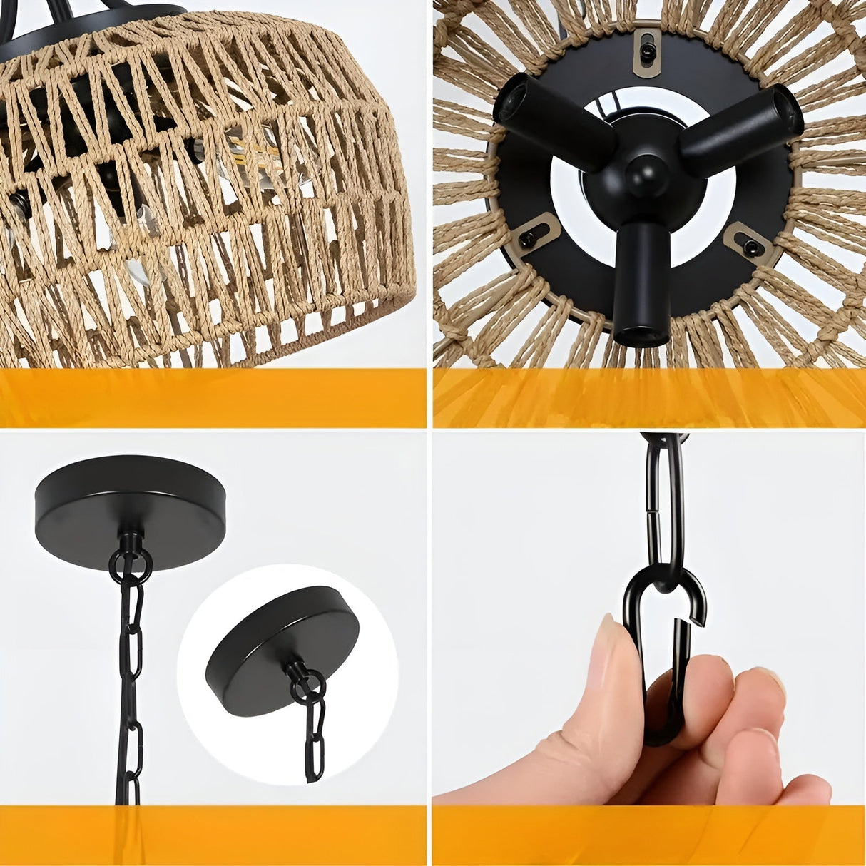 Boho-hänglampa med rottingskärm – Naturlig pendellampa för matrum och kök Carvallo