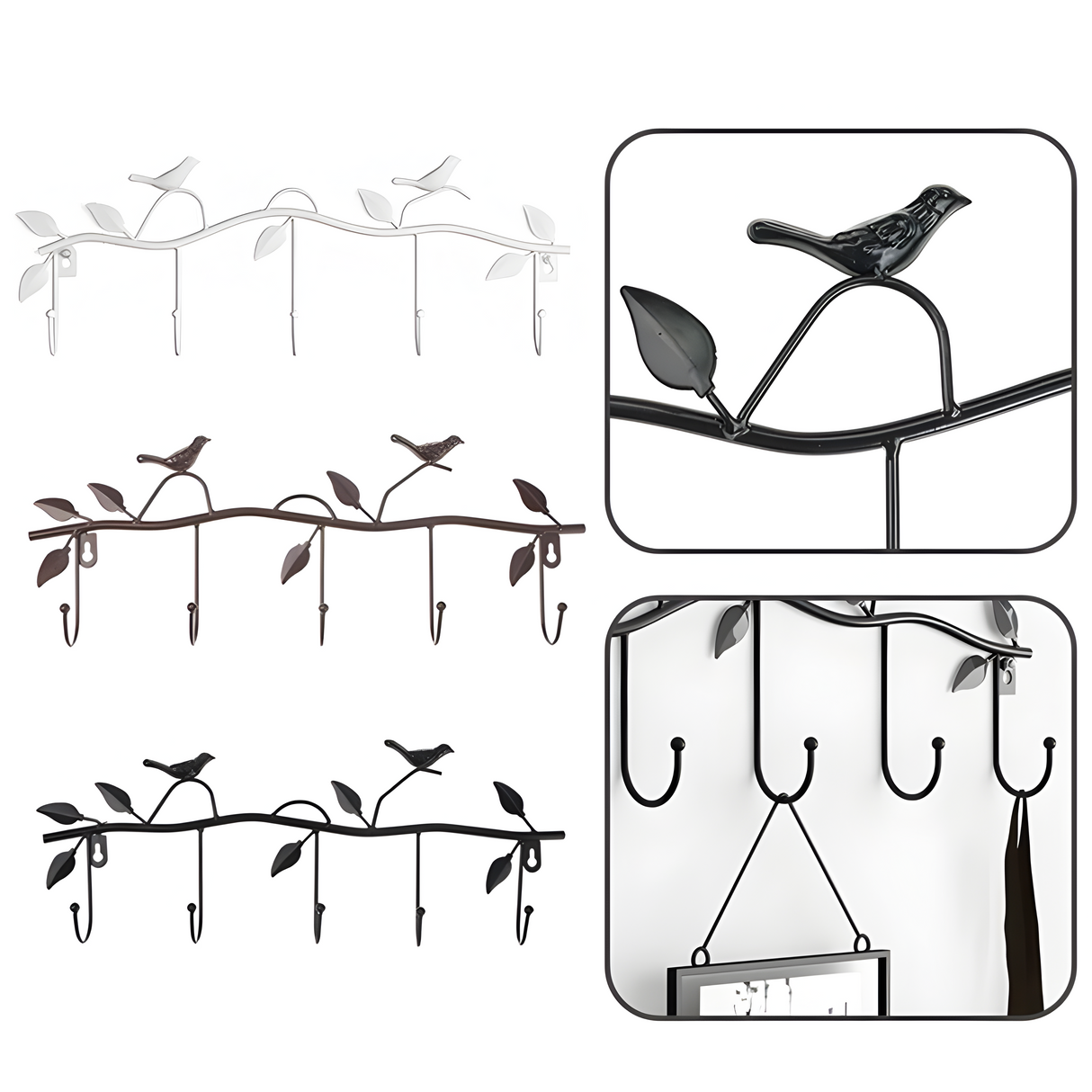 FlockFixture Hook – Multifunktionell Metall Fågel Väggkrok Carvallo