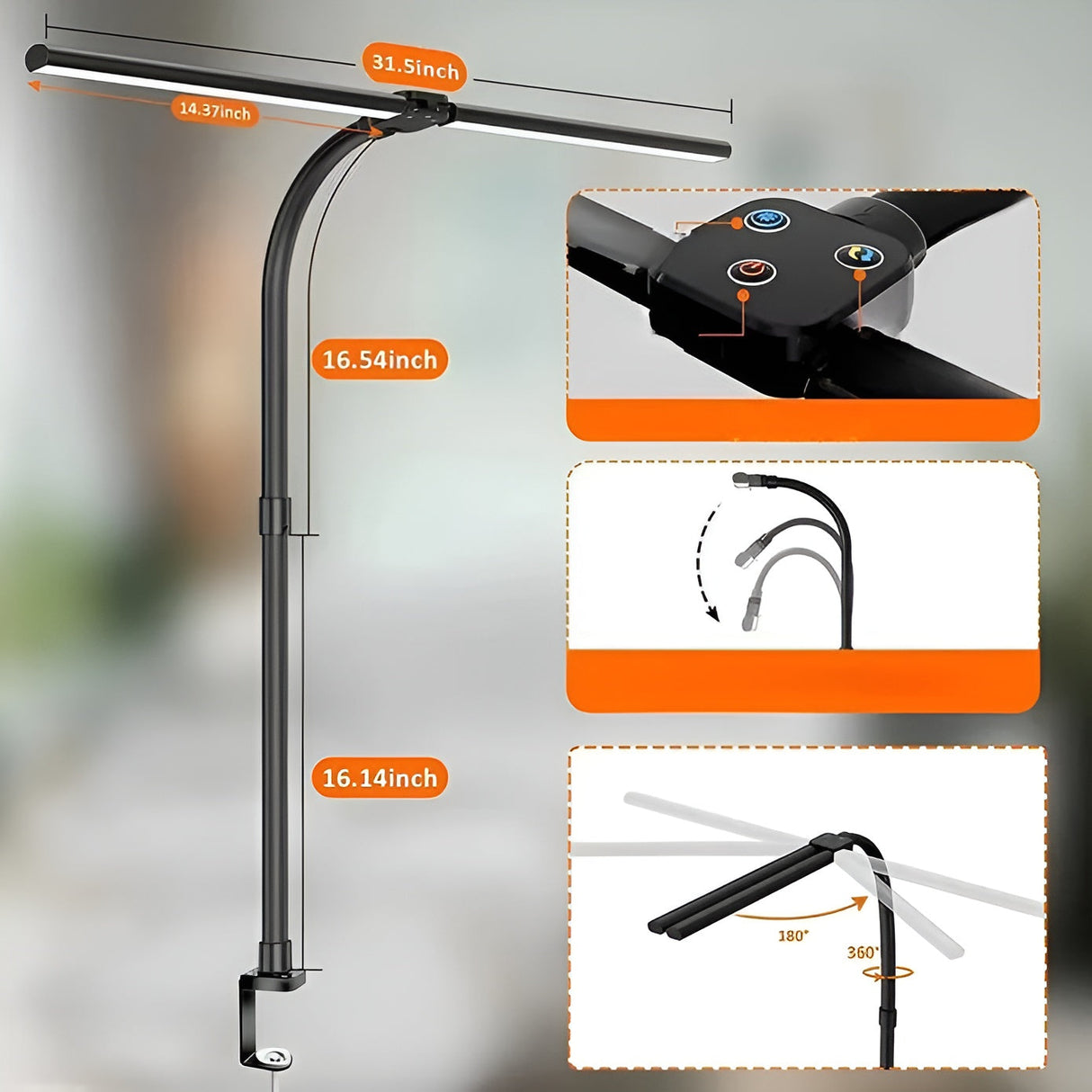 LED-skrivbordslampa med dubbel ljuskälla – Modern och stilren för kontoret Carvallo