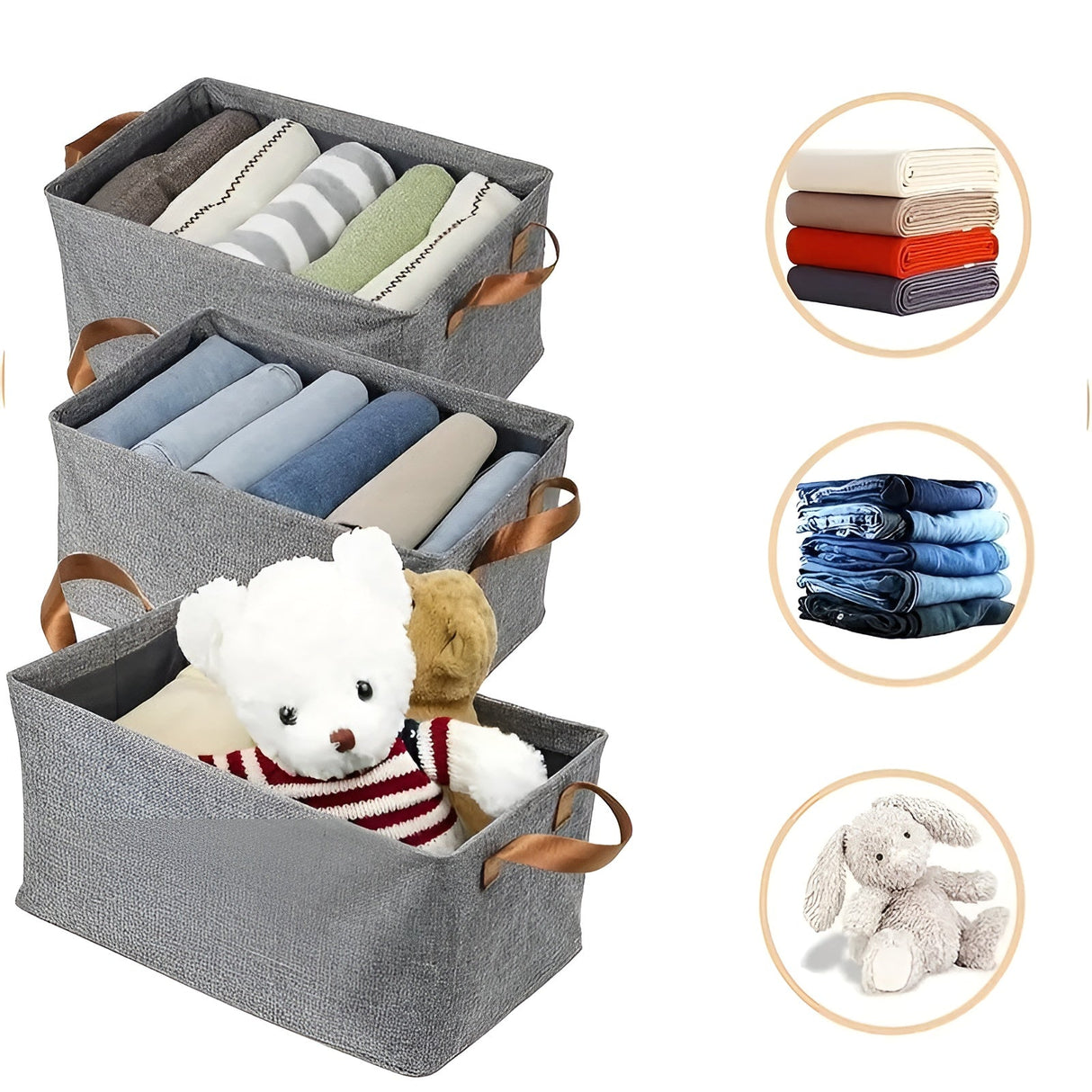 Fällbara förvaringskorgar – Praktiskt 3-pack | Idealisk för kläder, leksaker och mer Carvallo