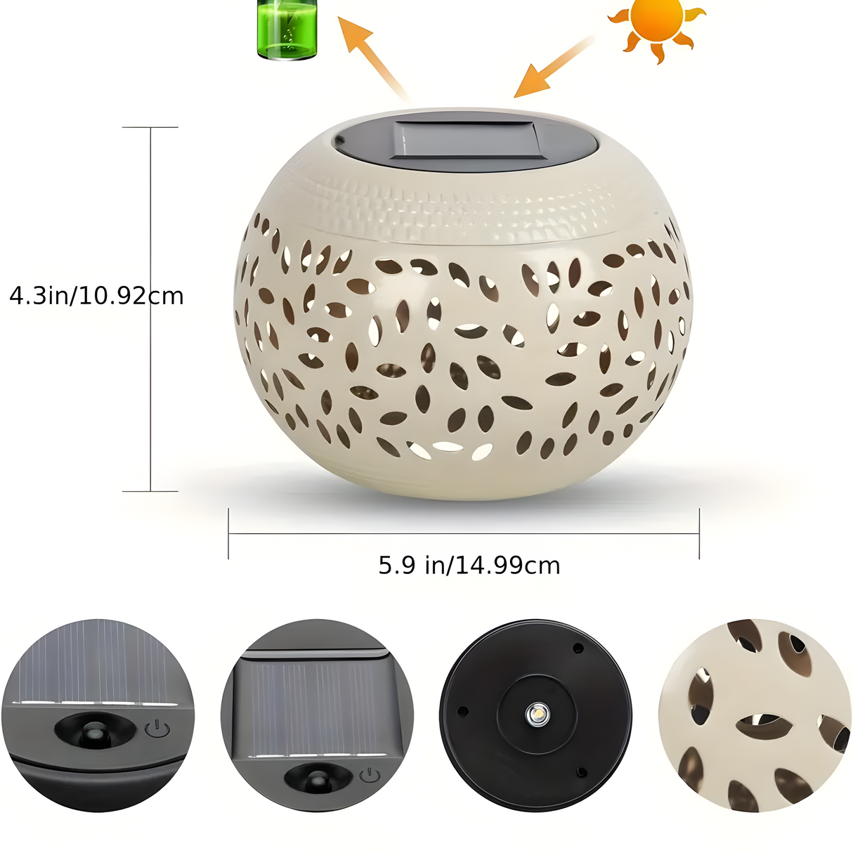 Solarlampor för bord – Dekorativ urholkad design för trädgård och balkong (Set om 2) Carvallo