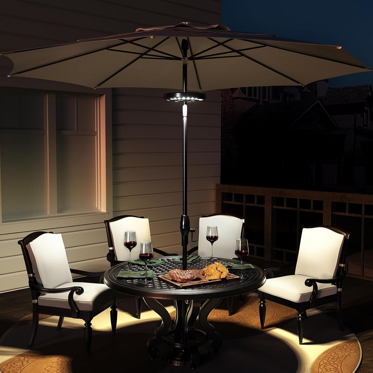 GlowShade Disc - Terrassparasol-lampa med 3 ljusstyrkenivåer Carvallo