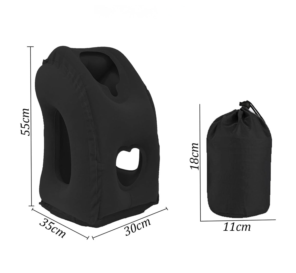 Uppblåsbar resekudde/flygkudde-Hemnix-Svart-Hemnix