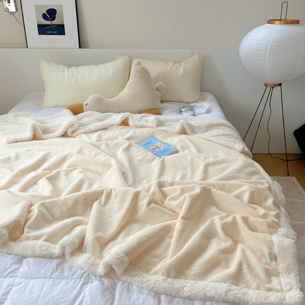 Solène Floral Prägad Sherpa Filt Carvallo