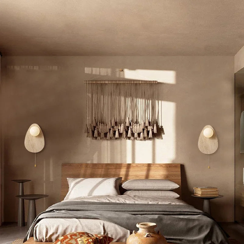 RusticStone - Handgjord vägglampa i natursten för stämningsfull belysning Carvallo