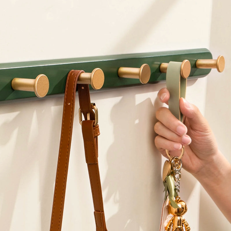 Vintage grön vägg krok rack | Trä klädhängare (4‑6 krokar) | Brick by Brick Carvallo