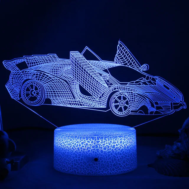 Lumi3D - LED Nattlampa med 3D Illusion för Barnrummet, USB Uppladdningsbar Carvallo