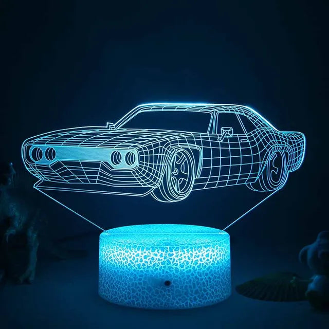 Lumi3D - LED Nattlampa med 3D Illusion för Barnrummet, USB Uppladdningsbar Carvallo