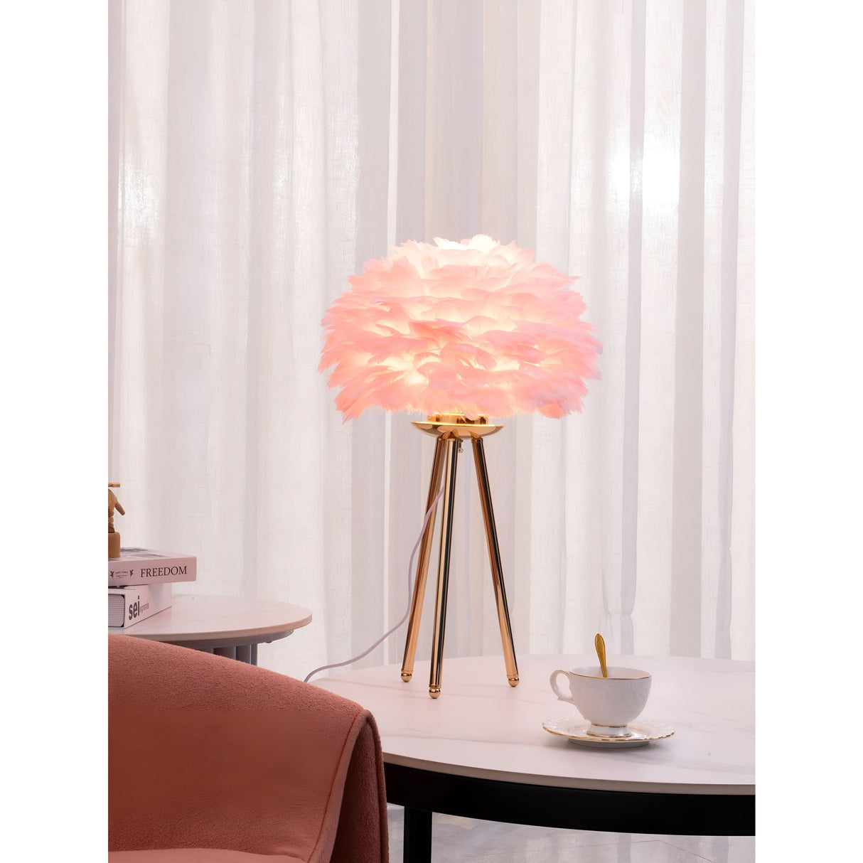 Feather Glow - Elegant gåsfjäder-bordslampa Carvallo