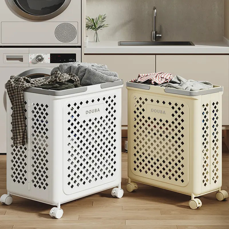 Hopfällbar tvättkorg — Rymlig hjulkorg för enkel transport MILA Sverige