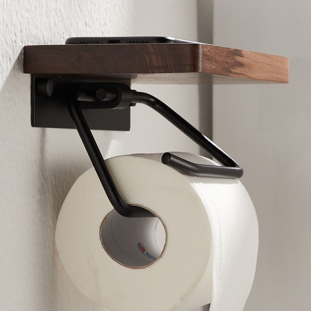 TimberWood - Toalettpappershållare i trä med praktisk telefonhylla MILA Sverige